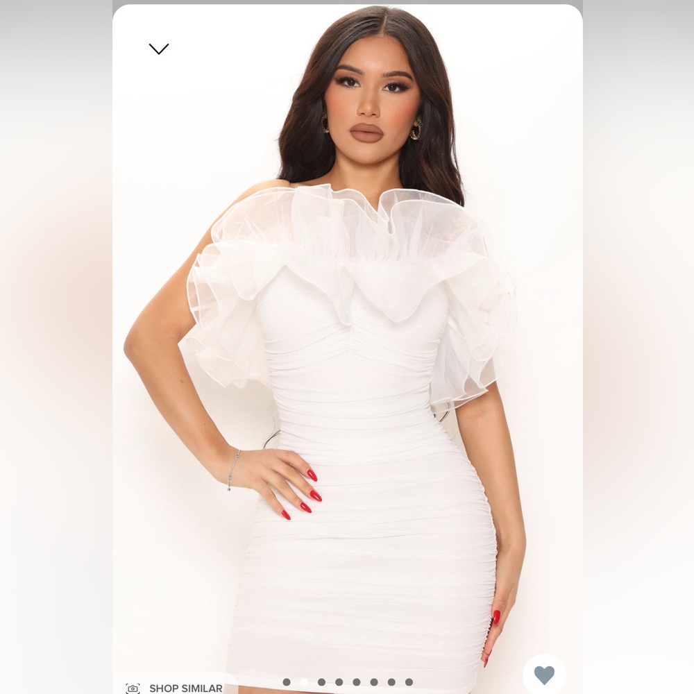 Ruffle Miami Mesh Mini Dress - White